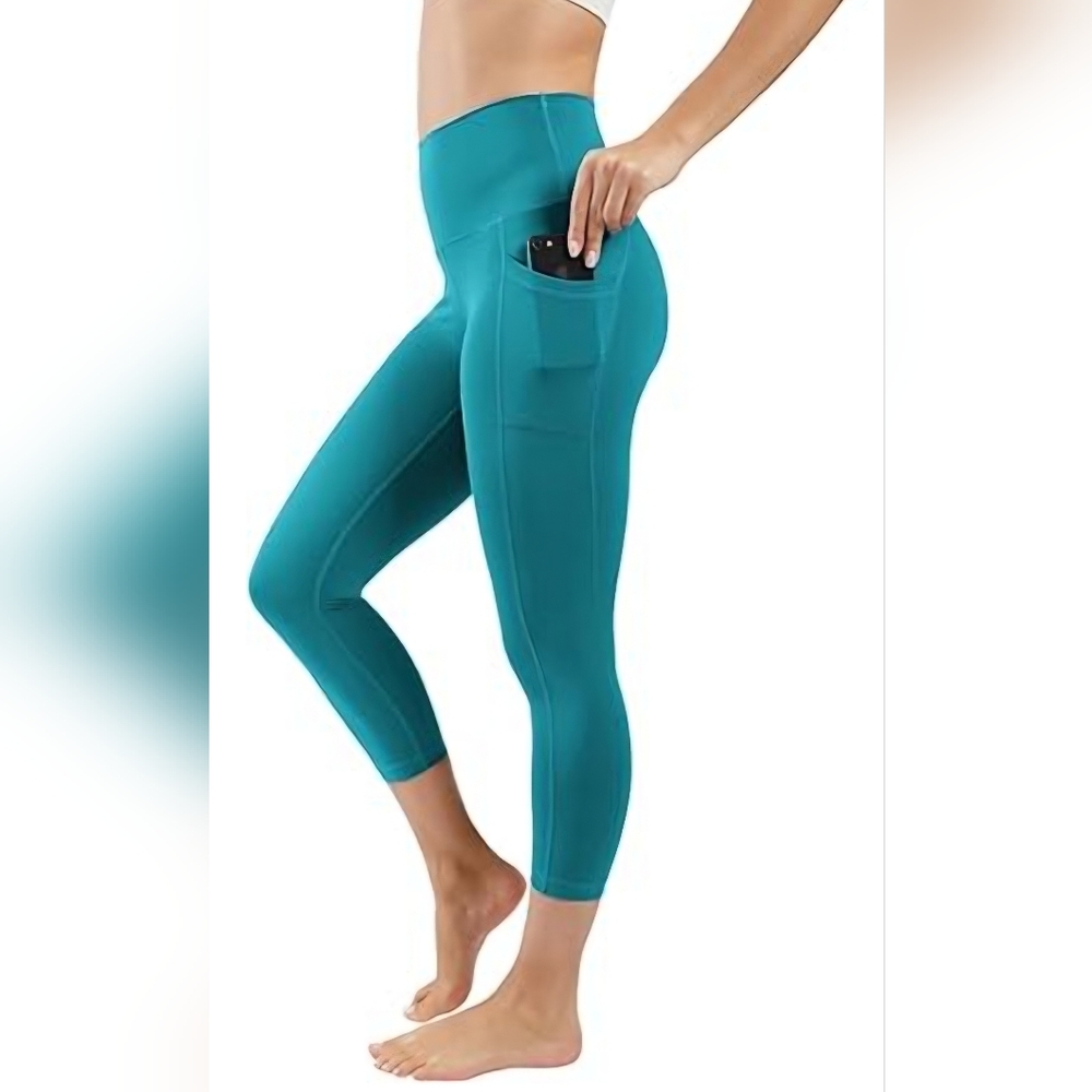 90°DEGREE By Reflex High-waisted Side Pockets Deep Lake Color Size L eggins!